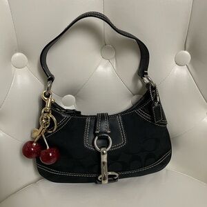 Mini Coach Black Signature Canvas Shoulder Bag